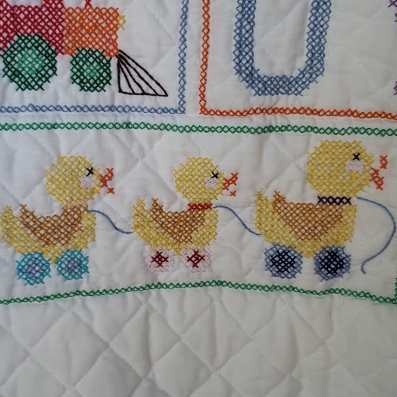 Vintage Cross Stitch Quilt. Baby Blanket. Alphabet - Picture 8 of 17